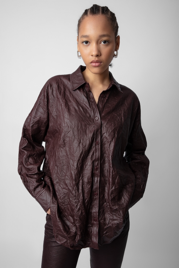 Tamara Crinkled Leather Shirt
